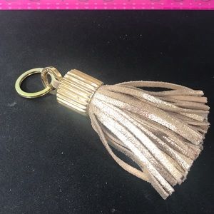 Gold shimmer leather Agra tassel India Hicks